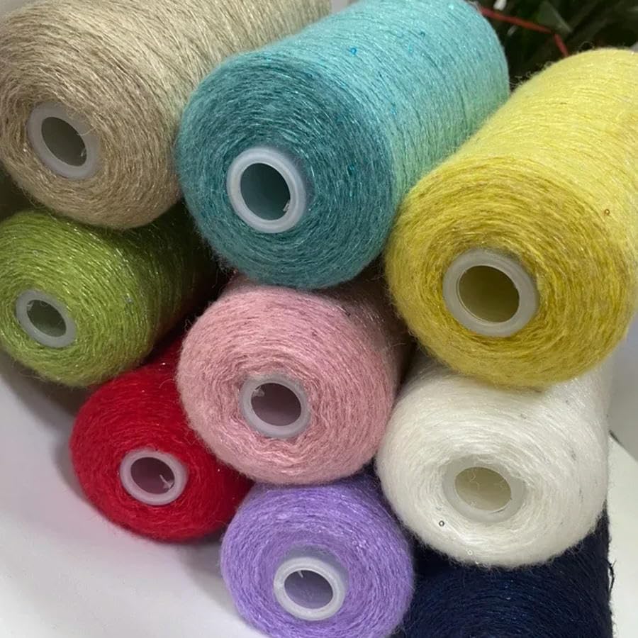 Hilo de Mohair de 250 g con Lentejuelas para Tejer a Mano, Gorros, chales, Bolsos, suéteres, Bricolaje, Hilo Fino y Suave.