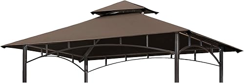 Miniatura 14 de Eurmax USA Cubierta de Reemplazo para Cenador de Parrilla de Alto Rendimiento 5x8, Toldo para Refugio de Barbacoa (Cacao)