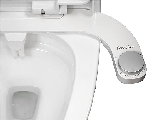 Miniatura 2 de Toswin Accesorio de bidé de inodoro ultra delgado para mano izquierda con boquillas delanteras y traseras dobles y presión de agua ajustable, panel