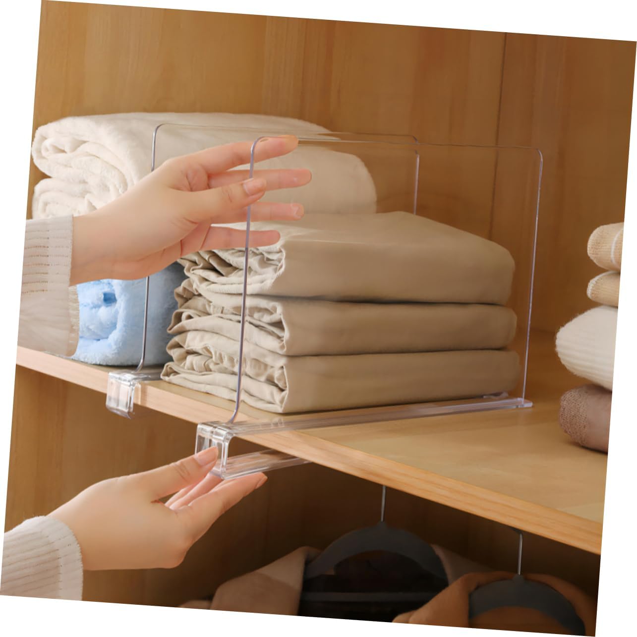 PRETYZOOM 6pcs Shelf Dividers for Wardrobe Closet Partition Boards Organizers for Bedroom Closet Shelf Organizer No Tools Needed