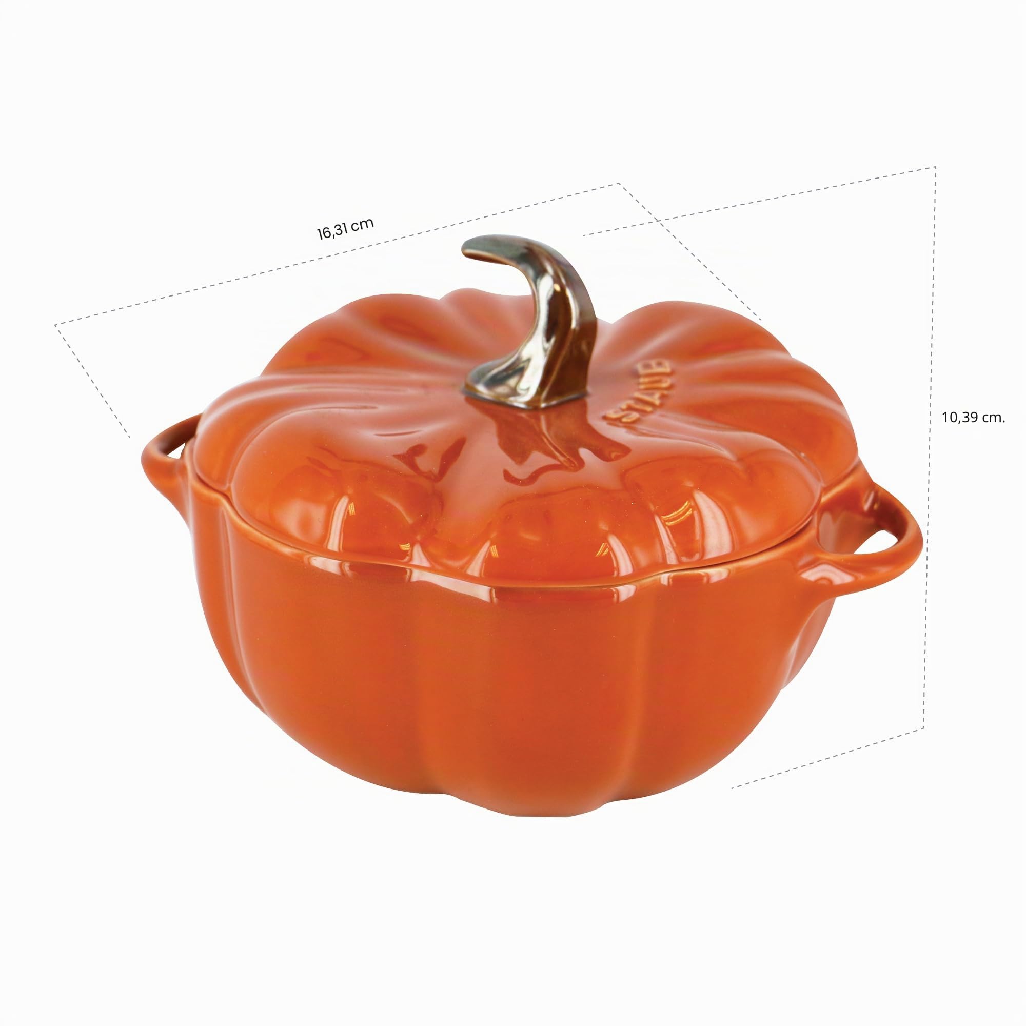 STAUB Petite céramique de 0,5 l, passe au four et à la cuisinière jusqu'à 300 °C, plat à citrouille, pâtisserie, moule à bonbons, orange brûlé