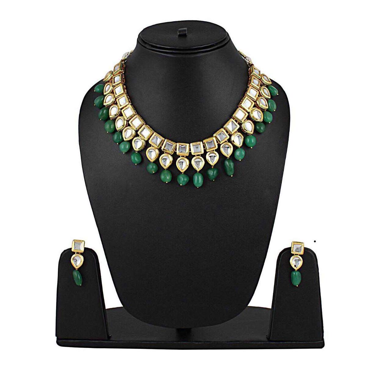 Stylish Kundan Wedding Necklace Jewellery Set
