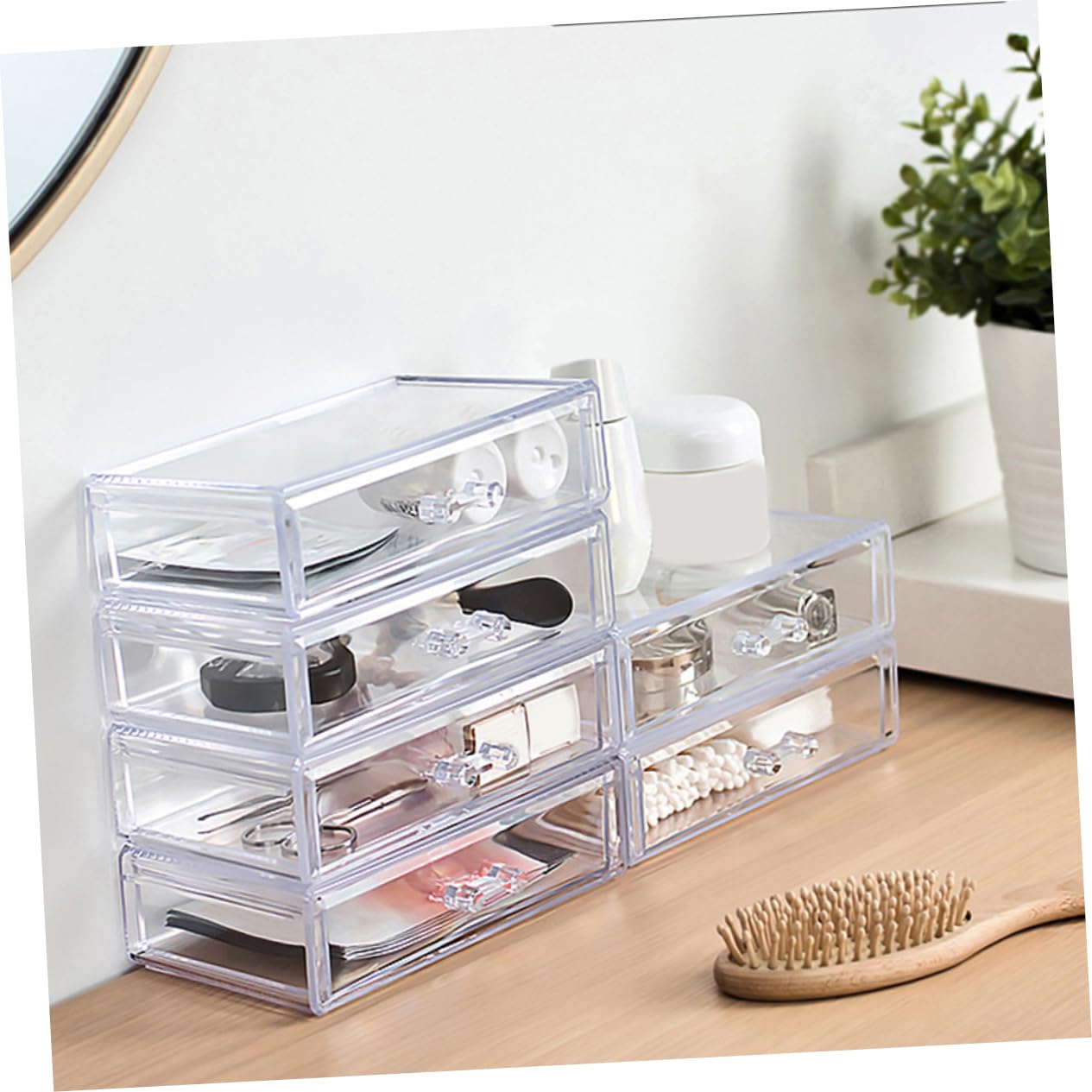 Transparenter Kosmetikkoffer aus Acryl mit 4 Schubladen Geschlossener Schminke Aufbewahrungsbehälter für Lippenstift und Make Up für Haushalt