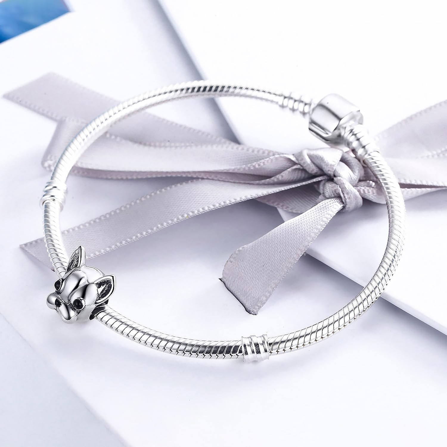 Abalorio de bulldog francés en plata de ley 925 para pulseras Pandora