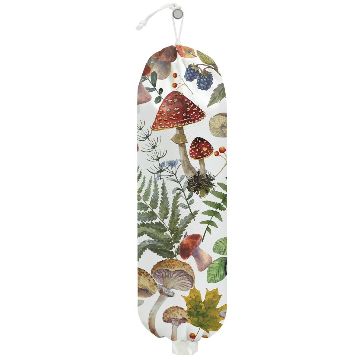 CFGBFDGH Mushroom Plastic Bag Holder, Wall Mount Grocery Bag Holder, Plastic Storage bags, Plastics Bags Dispenser for Home Kitchen Farmhouse,