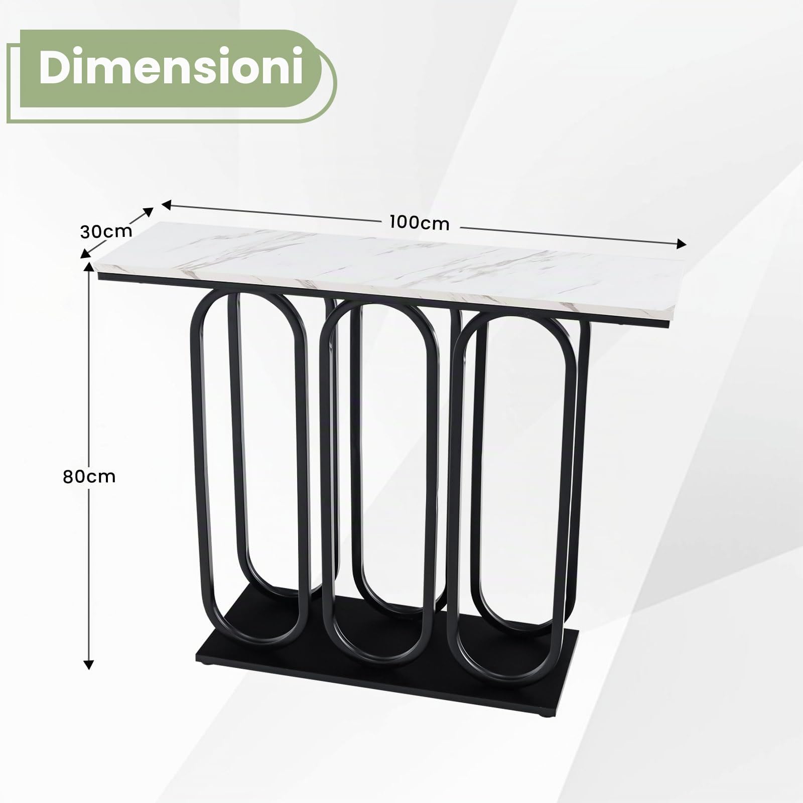 LIFEZEAL Tavolo Console, Tavolo Consolle Nero, Tavolo d’Ingresso, Gambe Circolari, Legno+Metallo, Moderno, Salvaspazio, Antiribaltamento, per Corridoio, Entrata, Soggiorno, Max 75kg, 100x30x80cm