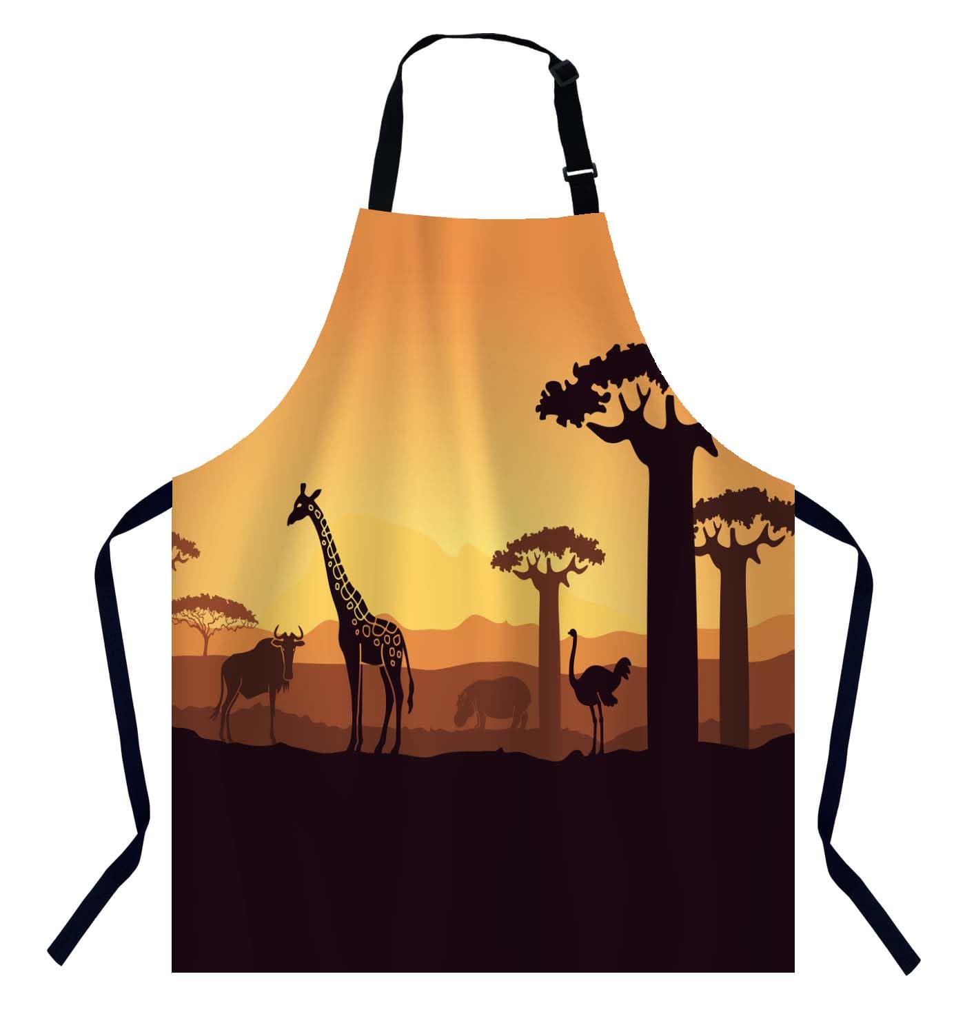 Bgbdeia Women's Wild Animals Kitchen Apron For Men, Adjustable Apron Chef Bakers Apron Cooking Apron Cooking Baking Gardening