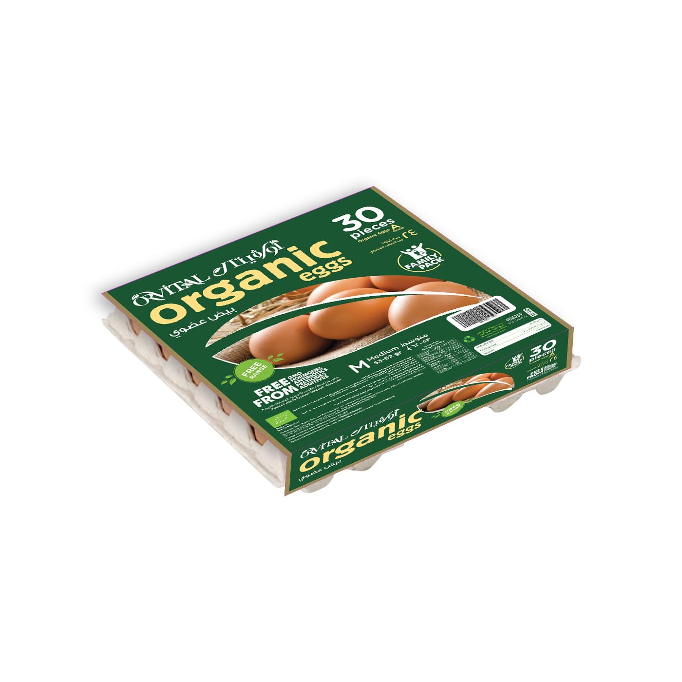 Ortival Organic Eggs Medium, 30 pcs