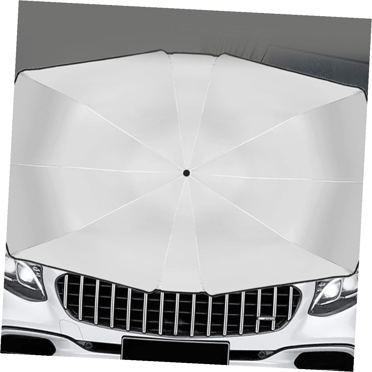 Parapluie Pare-Soleil Pliable pour Pare-Brise de Voiture Protection Anti-UV, Matériau en Acier et Colle Argenté Titanium, pour Protection Solaire en Voiture
