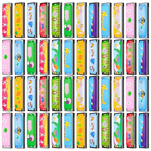 48 Pcs Harmonica for Kids, Lightweight Cartoon Harmonica
