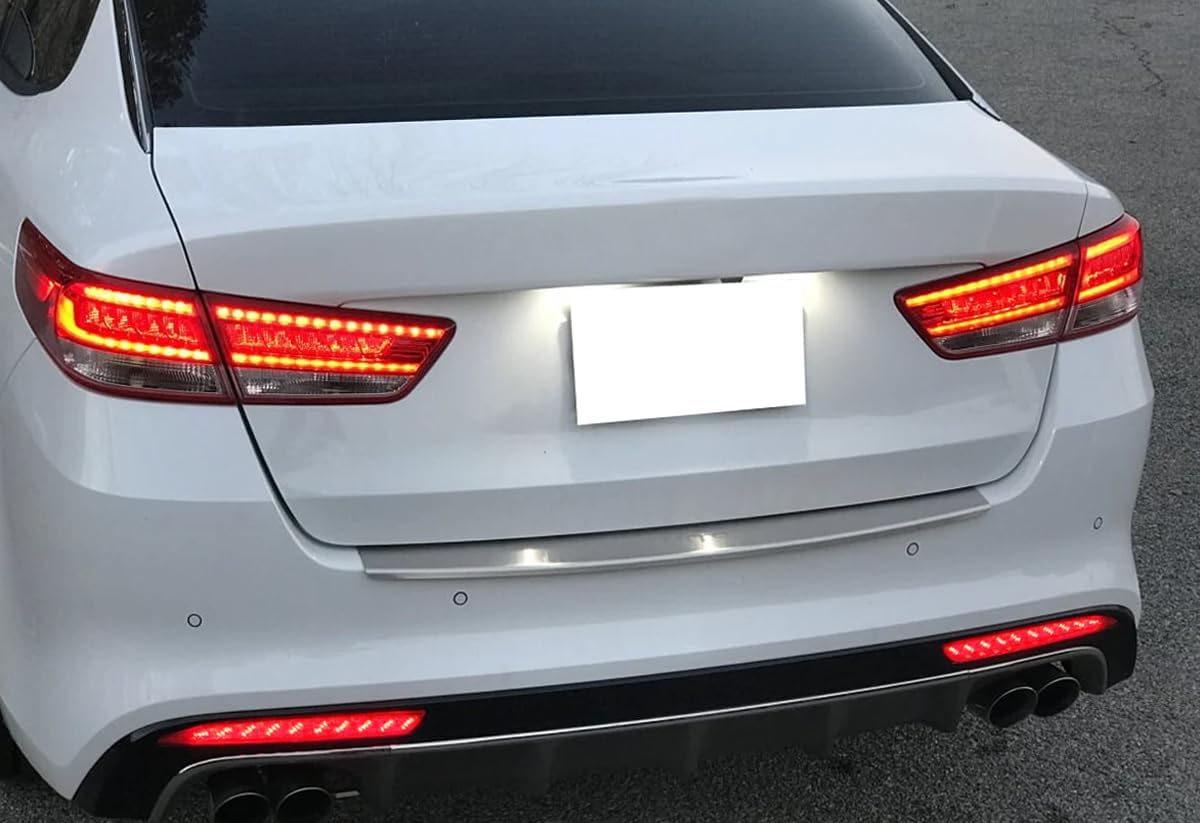 iJDMTOY OE-Spec Red Lens Full LED Rear Bumper Reflector Lights Compatible With Kia 2016-2018 K5 Optima, Function as Tail, Brake, Rear Fog Lamps & Sequential Blink Turn Signal