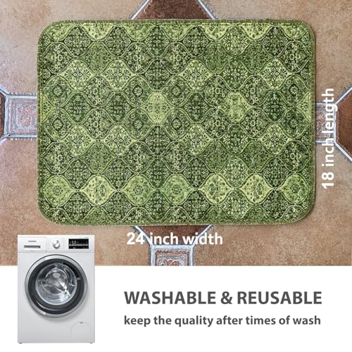 Image of nunubaby 4PACK Washable Pee Pads for Dogs, Stylish, Non-Slip and Leak-Proof Pee Pads. Reusable Potty Pads for Dogs for Crates and Floors.(Green /Multi,18 inch x24 inch )