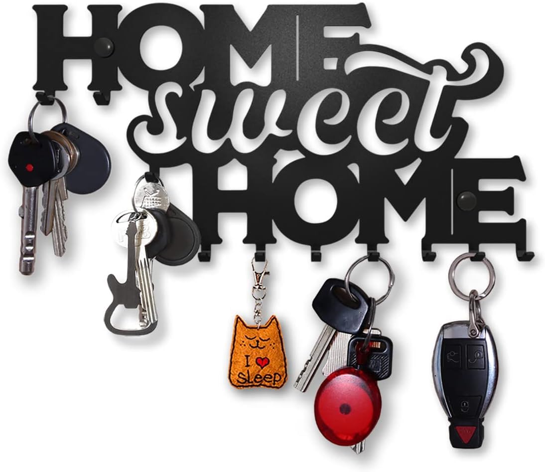 SirHoldeer - Llavero de pared, diseño de Home Sweet Home Decoration, llavero de pared, colgante de pared original, decoración de metal, decoración de casa, cocina, accesorios de almacenamiento