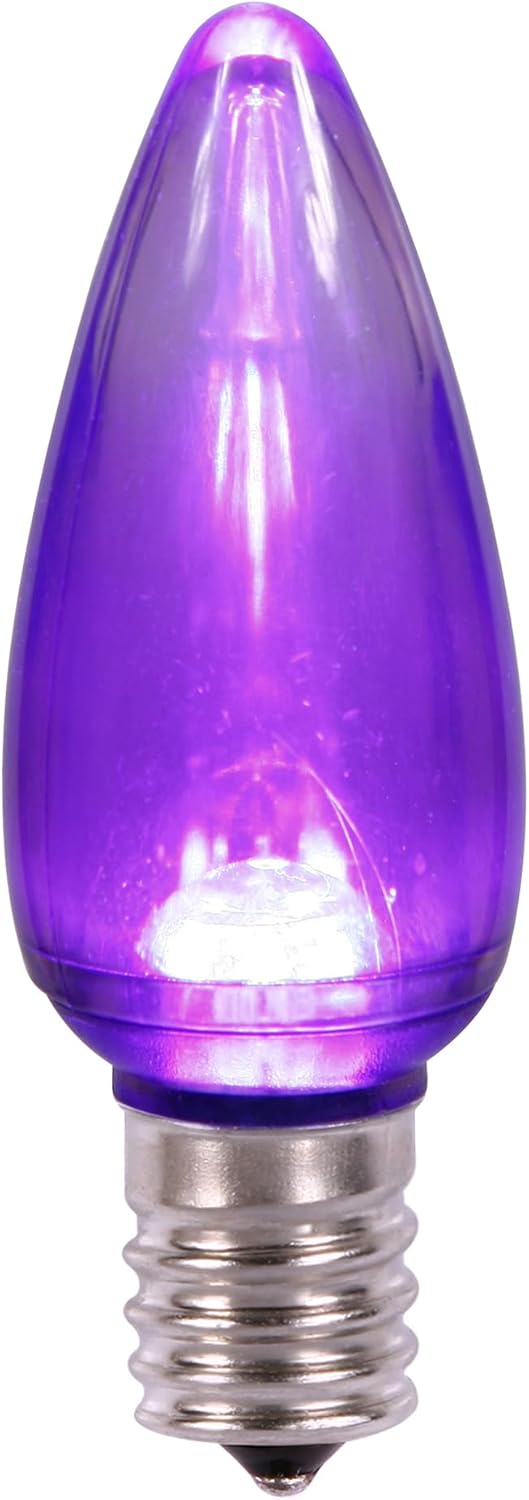Vickerman C9 Transparent Plastic LED Yellow Dimmable Bulb, E17 Nickel Base, 3 Diodes, .90Watts, 120Volts, .9 Lumens, 25 per Case