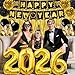 New Year Decorations 2026, Black Gold New Years Eve Party Supplies 2026 with Happy New Year Banner Cone Hat Paper Glasses Fringe Curtains 32inch 2026 Balloons for Happy New Years 2026 Decorations