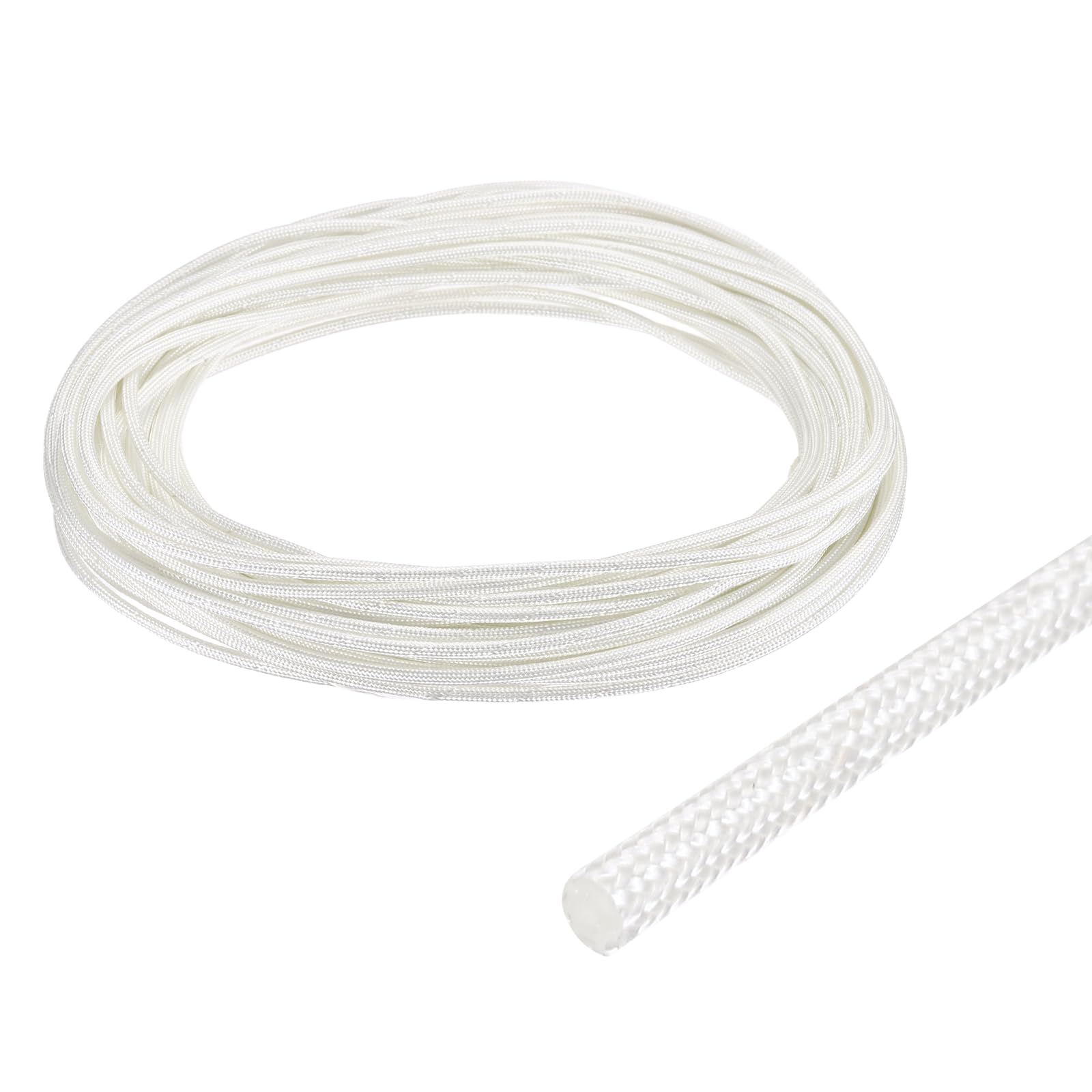 sourcing map Insulation Cable Protector,1mm/0.04 Inch-15m/49 Feet High TEMP Fiberglass Sleeve White
