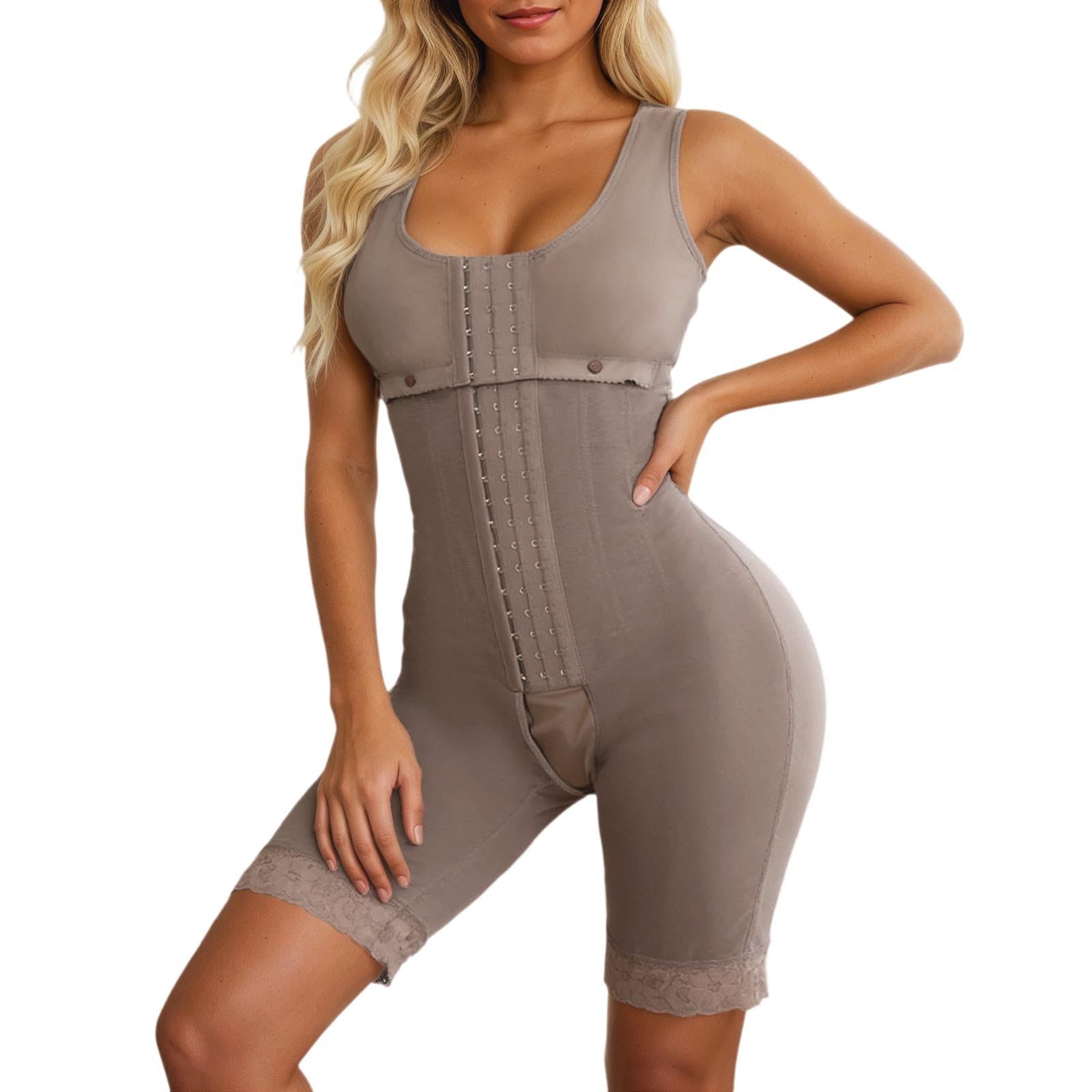 Generico Body Modellante Donna con Reggiseno Incorporato E Stecche in Acciaio Spalline Larghe E Sollevamento Glutei Body Shaper for Women con Tripla Chiusura