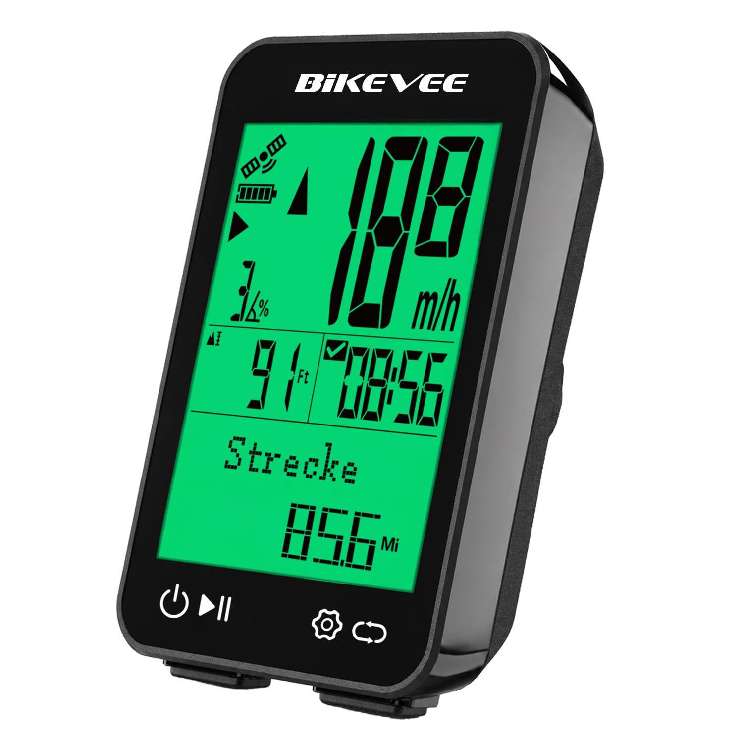 Fahrradcomputer GPS Kabellos Tacho Fahrrad IPX7 Wasserdicht 2,4 Zoll Display mit Temperatur Steigung Höhe Auto Start Stopp KMH MPH 9 Sprachen