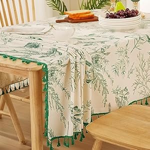 Bohemian Green Tasseled Tablecloth with Twig Birds, Animal Botanical Fruit Print Tablecloth for Kitchen, Dining Room, Parties, Christmas Holiday, Festivals, Tablecloths (60 "x60) Green Bohemian Green Tasseled Tablecloth with Twig Birds Animal Botanical Fruit Print Tablecloth for Kitchen Dining Room Parties Christmas Holiday Festivals Tablecloths 60 x60 Green