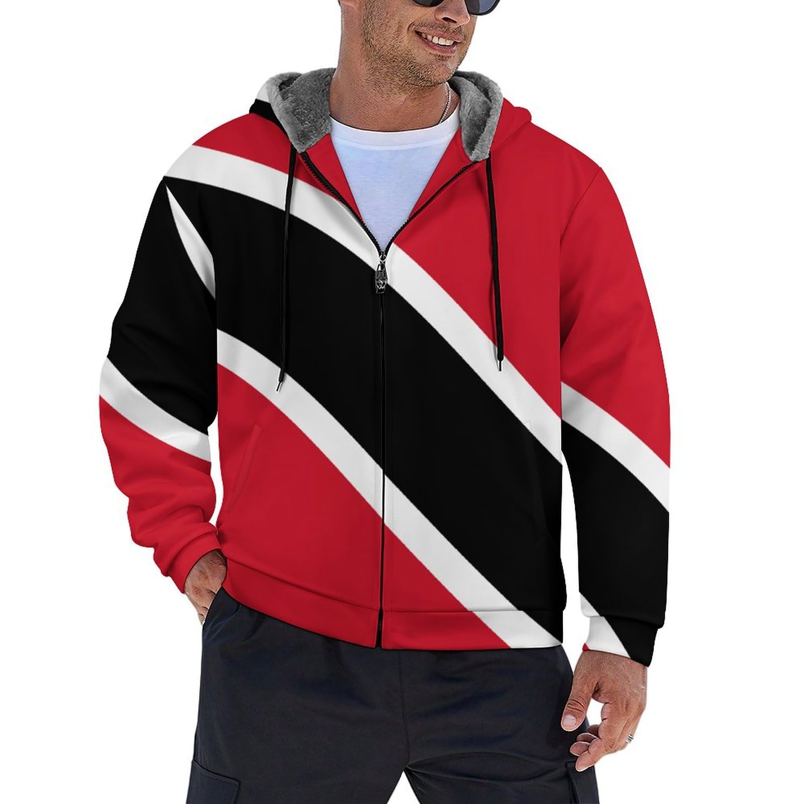 Veste polaire chaude de style décontracté avec fermeture éclair intégrale et capuche - 8