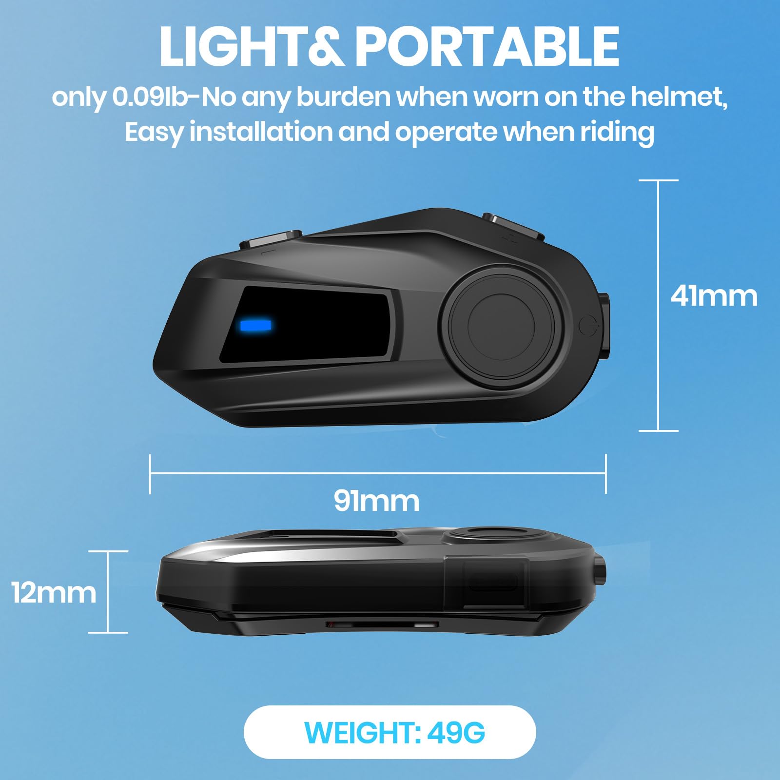 BT-S6 Intercom Moto Duo pour 2 Casques - Bluetooth 5.3, Microphones Souple et Rigide, Partage de Musique, Portée de 1000m - pour Communication Intercom de Casque (2xBT-S6)