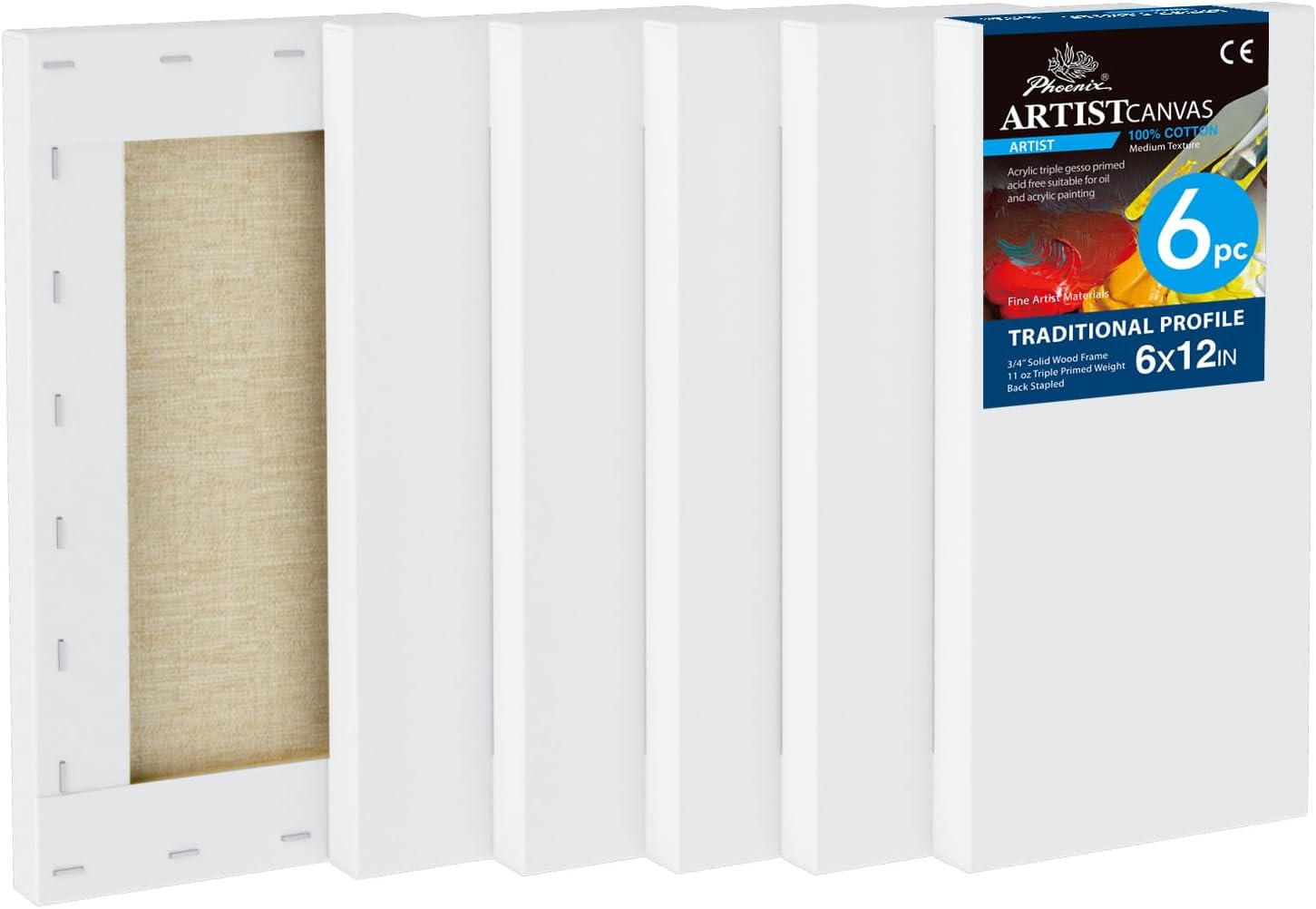PHOENIX 16x20 Inch 4 Pack Artist Canvas - Large Stretched Canvases for Painting - 3/4 Inch Profile, 100% Cotton 11 Oz. Gesso Primed White Blank Professional Canvas Oil & Acrylic Paints
