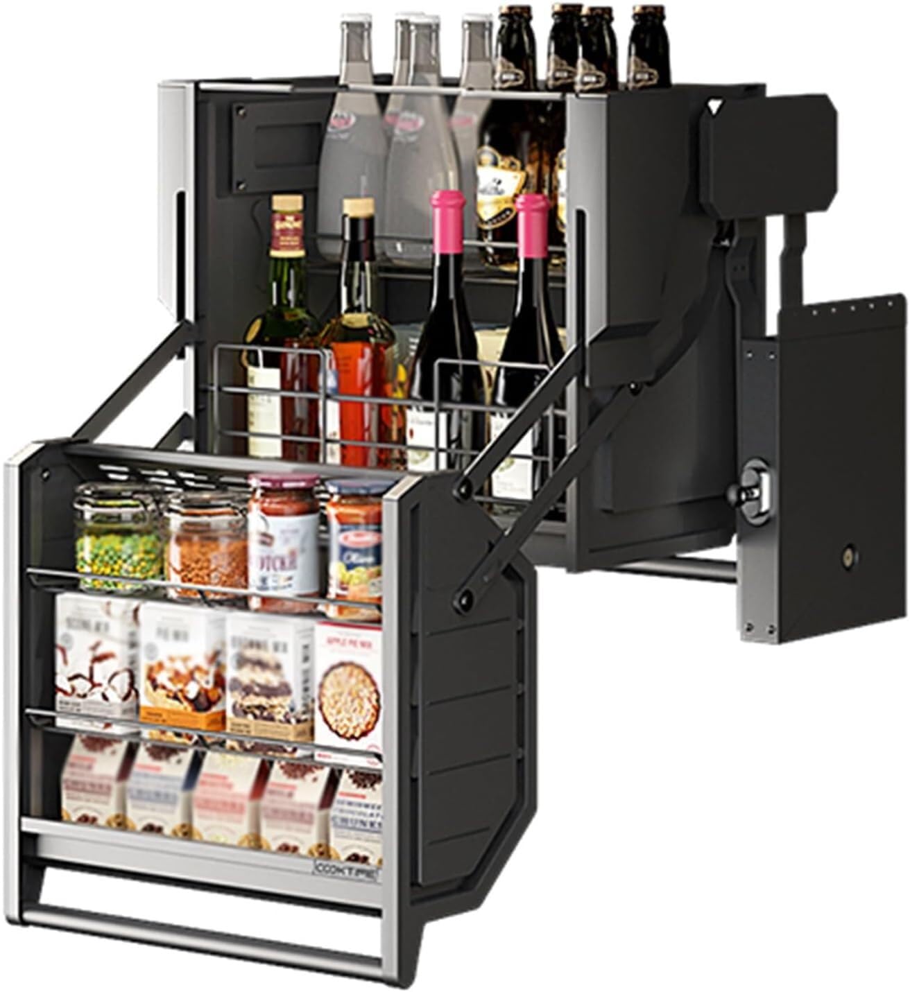 OLSKFUH Kitchen Organiser High Cabinet Pull Out Cabinet Organiser Drop Down Shelf Blind Pull Out Cabinet Dish And Spice Rack System,