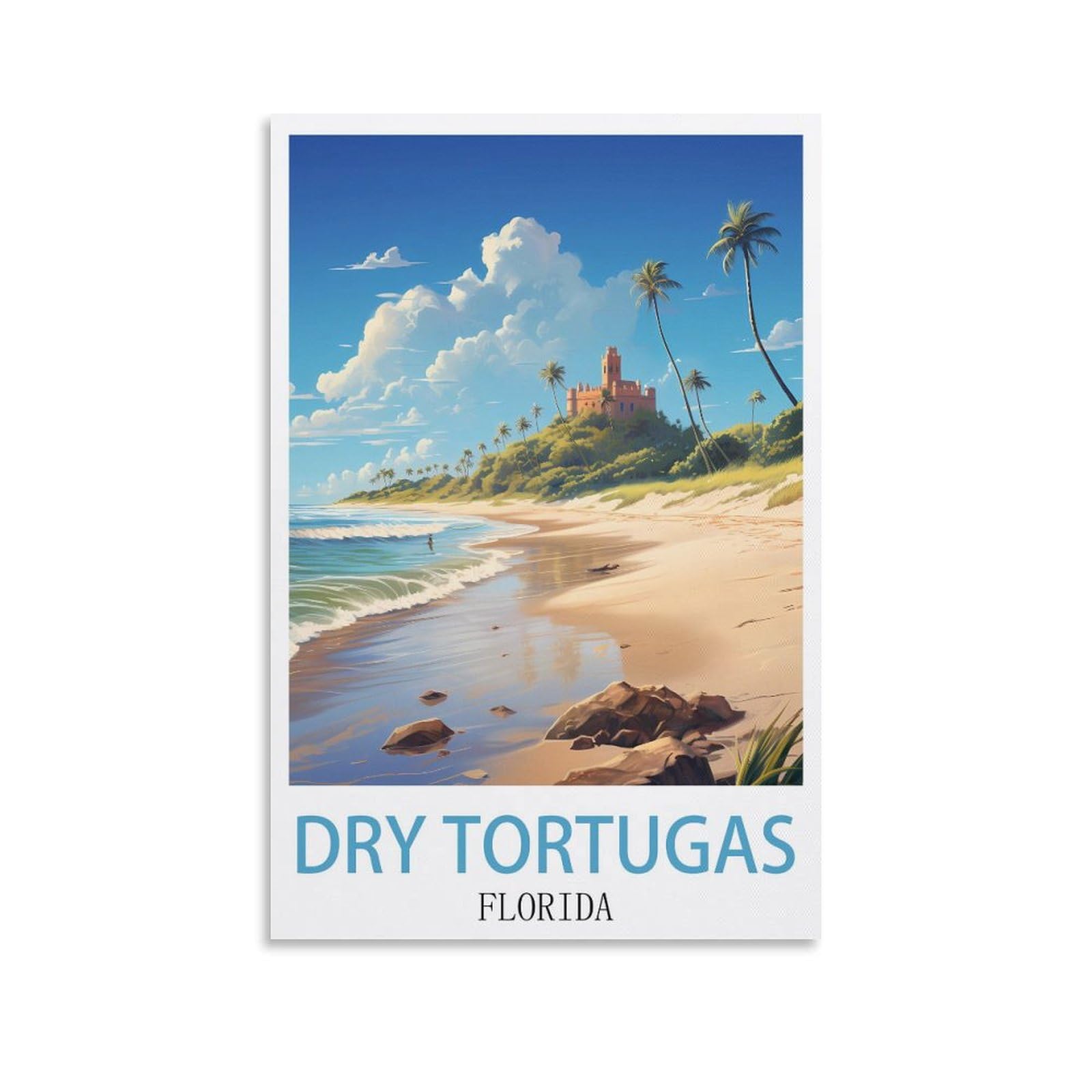 EZMLFA 5D DIY Diamond Painting Kit,Dry Tortugas Florida Diamond Art Kits for Beginner,Gem Art Kits Round Drill for Home Wall Decor Gifts 30x40cm