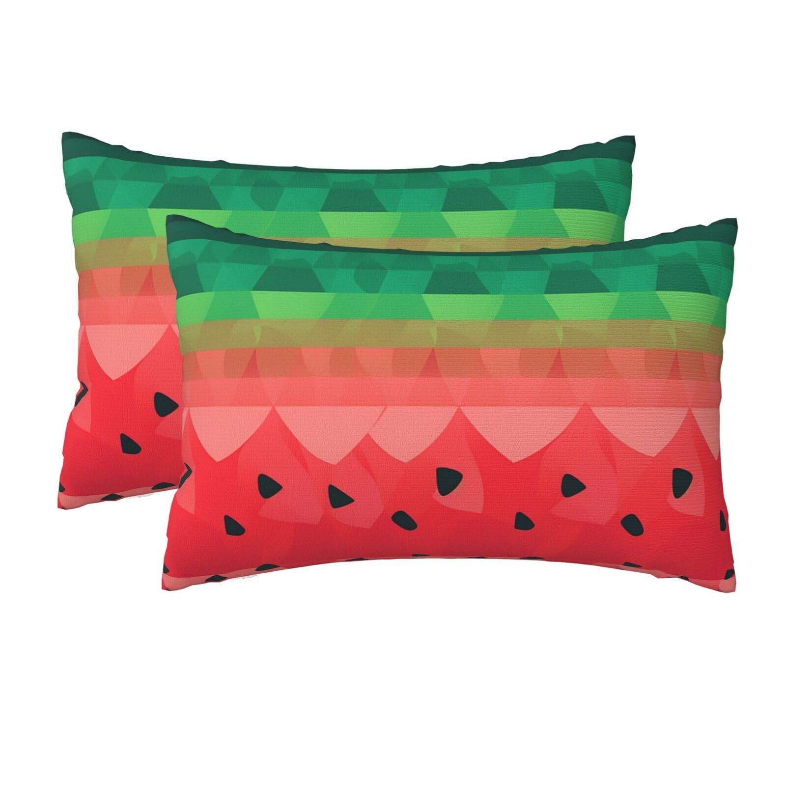 2 Pack Queen Size Pillow Cases for Hair and Skin Soft Breathable Pillow Case Covers with Hidden Zipper Gradient Watermelon Pillowcase 20x30 Inches Pillow Cover for Sleeping Gift
