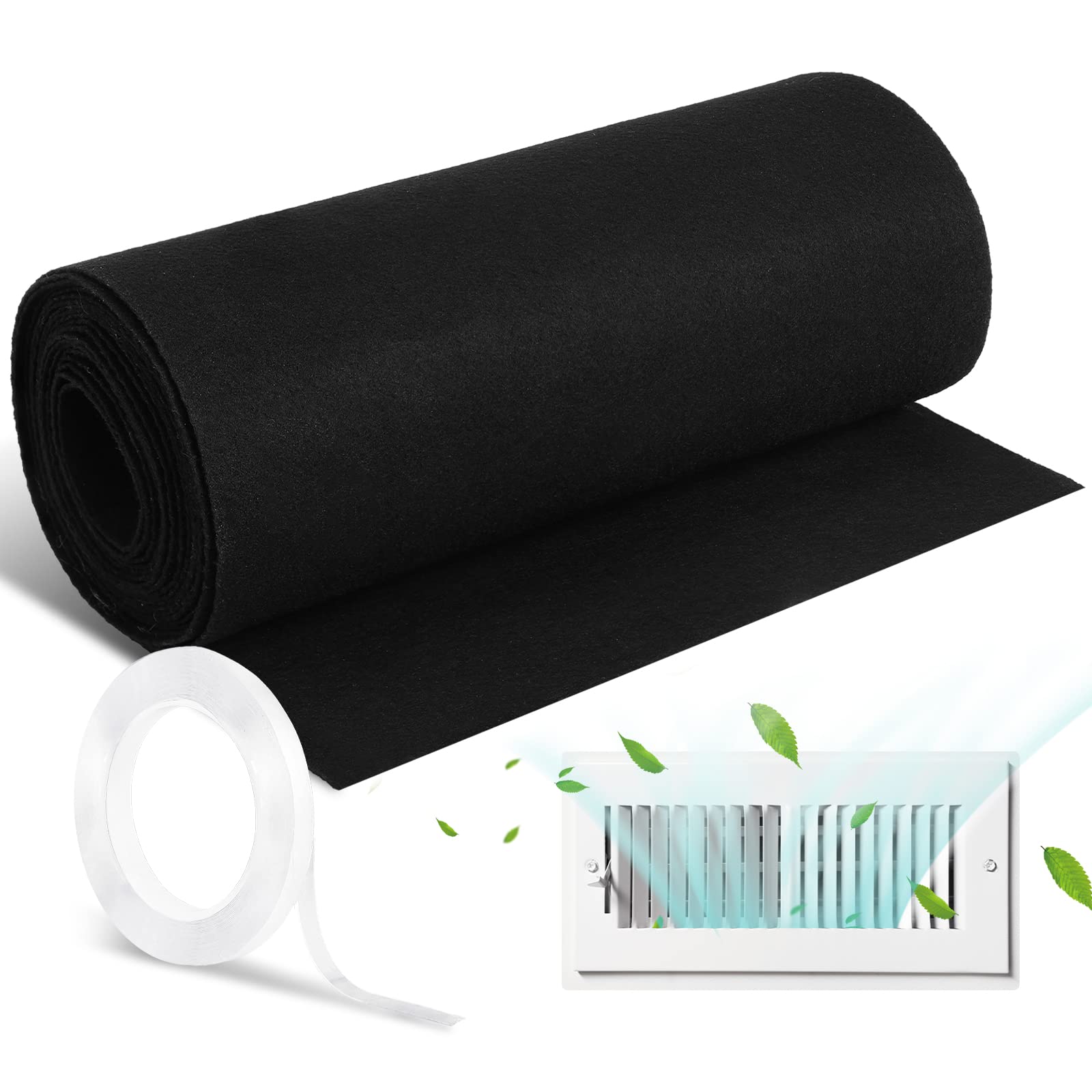 Filtros de ventilación de carbón activado para el hogar, filtros de ventilación de suelo de carbón multiusos para registros, parrillas, acondicionadores, 1 x 16 pies