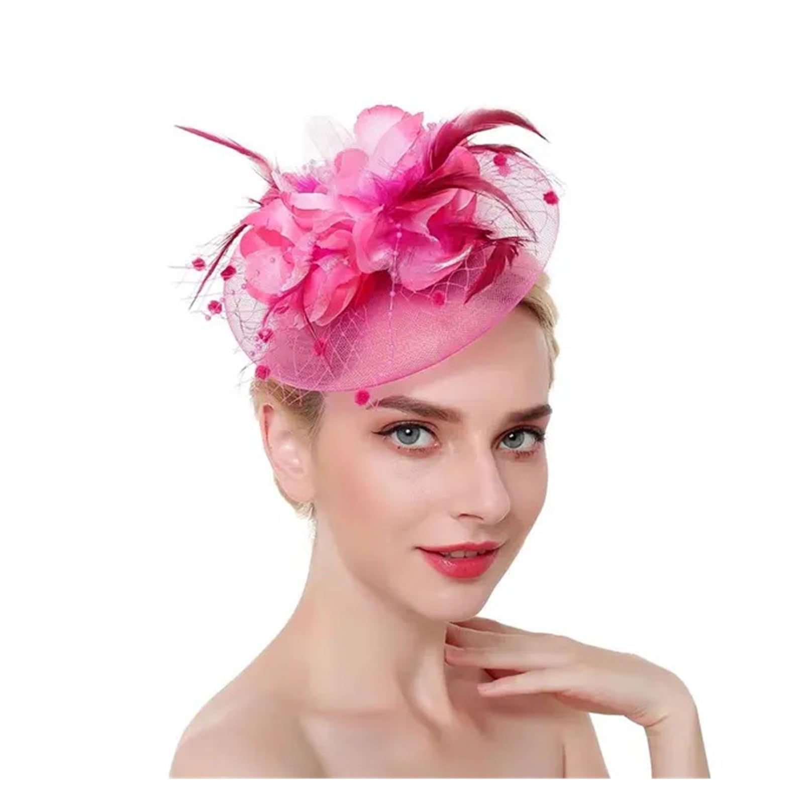 UALXPAO Wedding Hats Hair Accessories Fascinator Hats Cocktail Tea Party Charming Stylish Headwear Wedding Flower Mesh Headband Bride for Tea Party,Weddings(Color5)