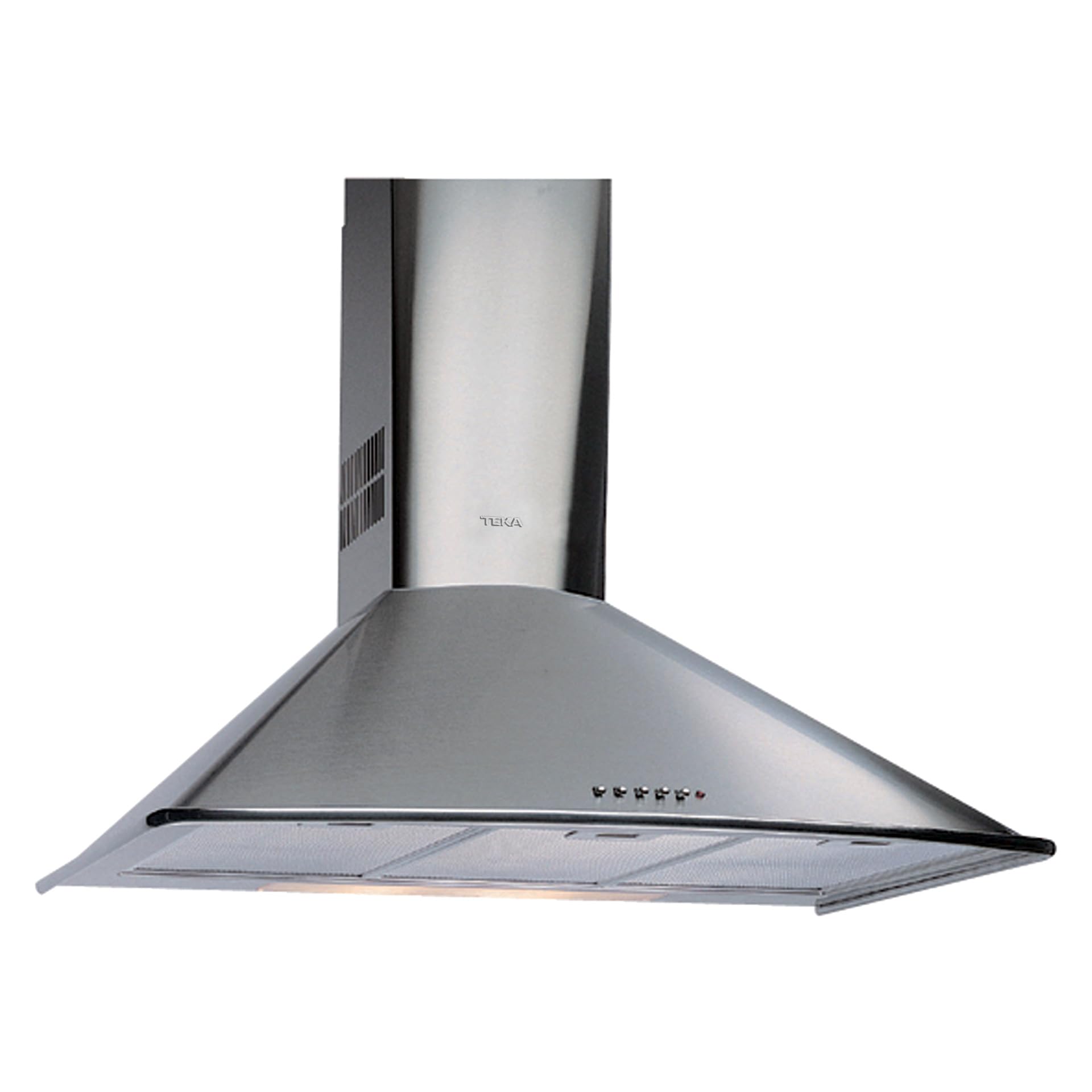 Teka DM 675 - Campana Decorativa Piramidal 60 cm, Motor de Doble Turbina EcoPower, Mandos Pulsantes, 4 Velocidades, Posibilidad de Funcionamiento en Recirculación, Color Acero Inoxidable