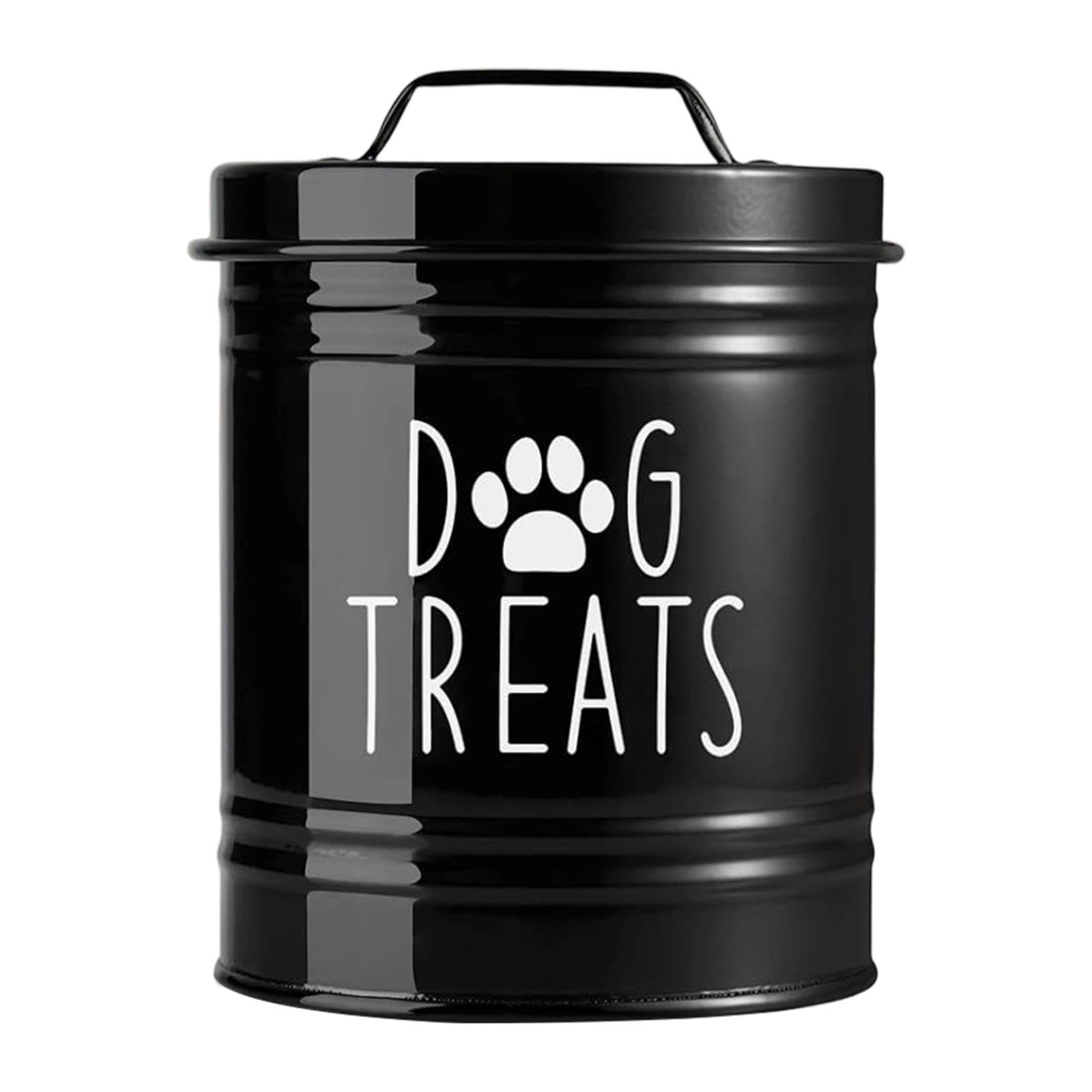 MagiDeal Dog Treat Storage Container Food Bin Covenient Space Saving Biscuit Tin Pet Treat Container for Farmhouse, Black