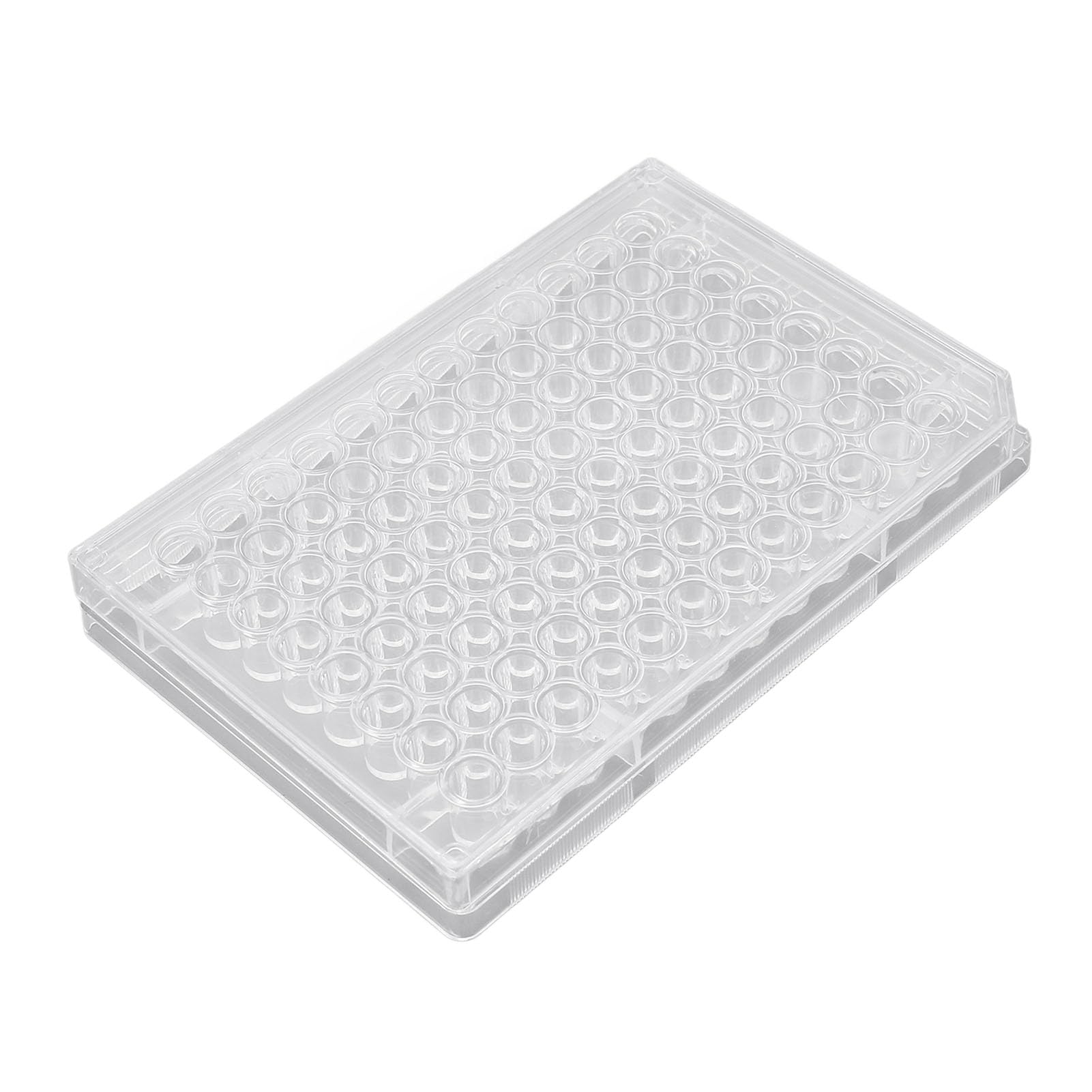 Cell Growth Culture Plate, Airtight 96 Well 10pcs Polystyrene Cell Culture Plate with Plastic Lid for Laboratory for Experiments (Flat Bottom)