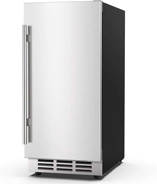 15 Inch Outdoor Beverage Fridge, Weather Proof Stainless Steel Beverage Cooler Under Counter Beer Fridge, Indoor/Outdoor Beverage Refrigerator for 80 Cans, Built-in/Freestanding