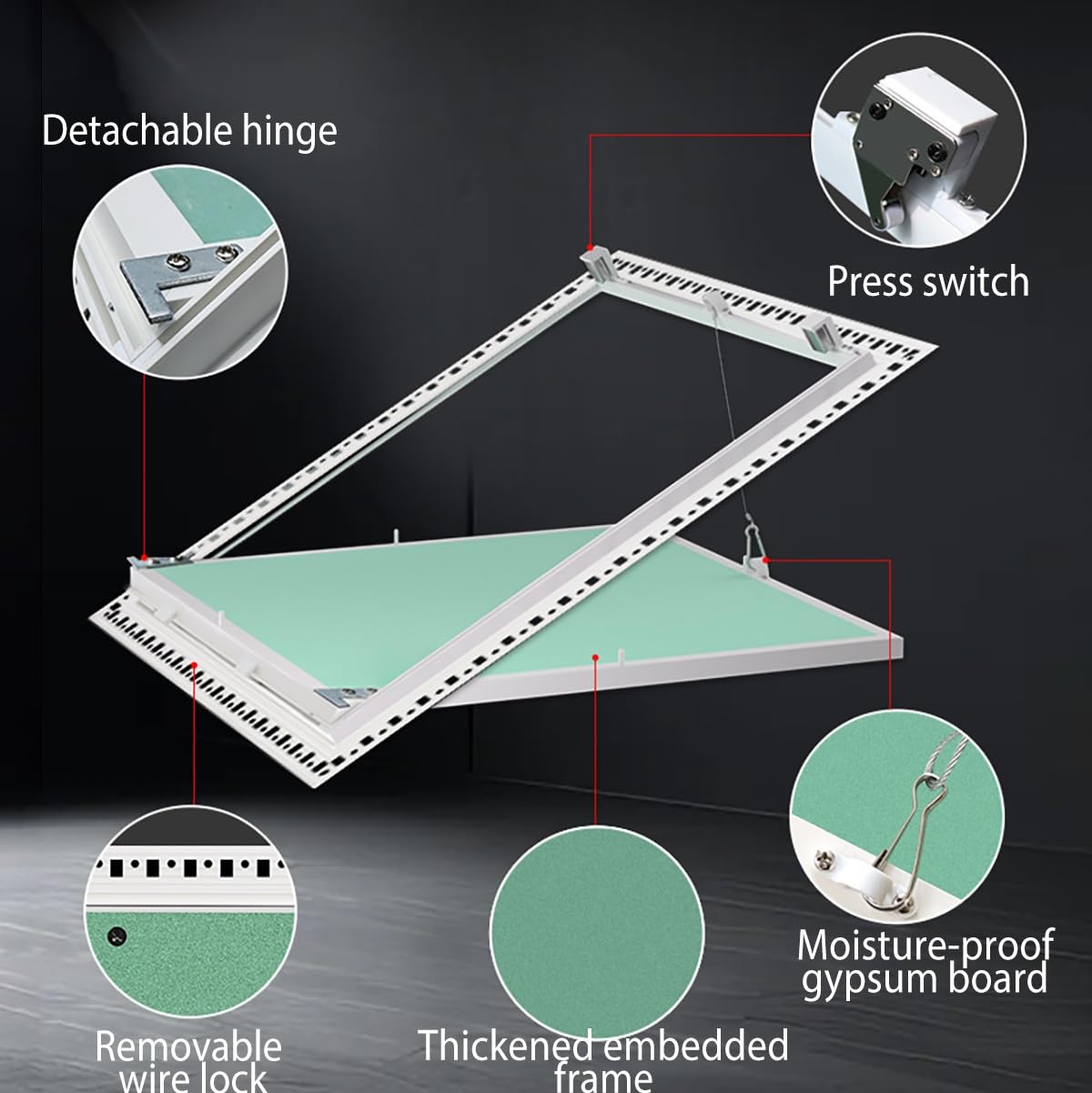 Trampilla Pladur Panel De Acceso para Inspección,de Techo con Marco De ABS, Ideal para Paneles De Yeso Pladur, Panel De Acceso De Fácil Instalación(22x24in (55x60cm))