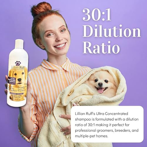 Miniatura 3 de Lillian Ruff Champú de aseo profesional de alto concentrado para perros con aceites esenciales hidratantes - Concentración 301 para sistema de baño