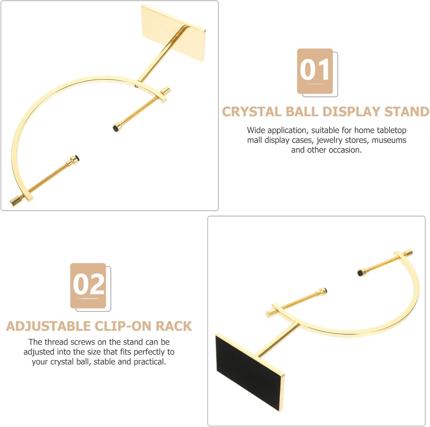 2pcs Adjustable Metal Sphere Holder Stand Caliper Type Crystal Display Holder for Home Decor Stylish and Stable Design for Gems Ornaments and Collectibles