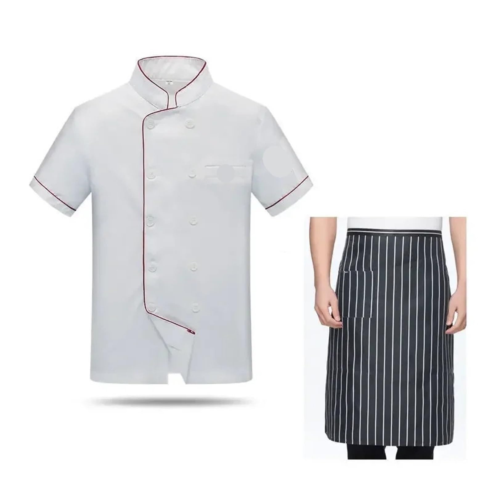 Chaquetilla Cocinero Hombre Ropa de Trabajo de Chef for Hombre, de Manga Larga, for Hotel, Restaurante, cafetería, Ropa de Trabajo de Manga Corta, Conjunto de Cocina