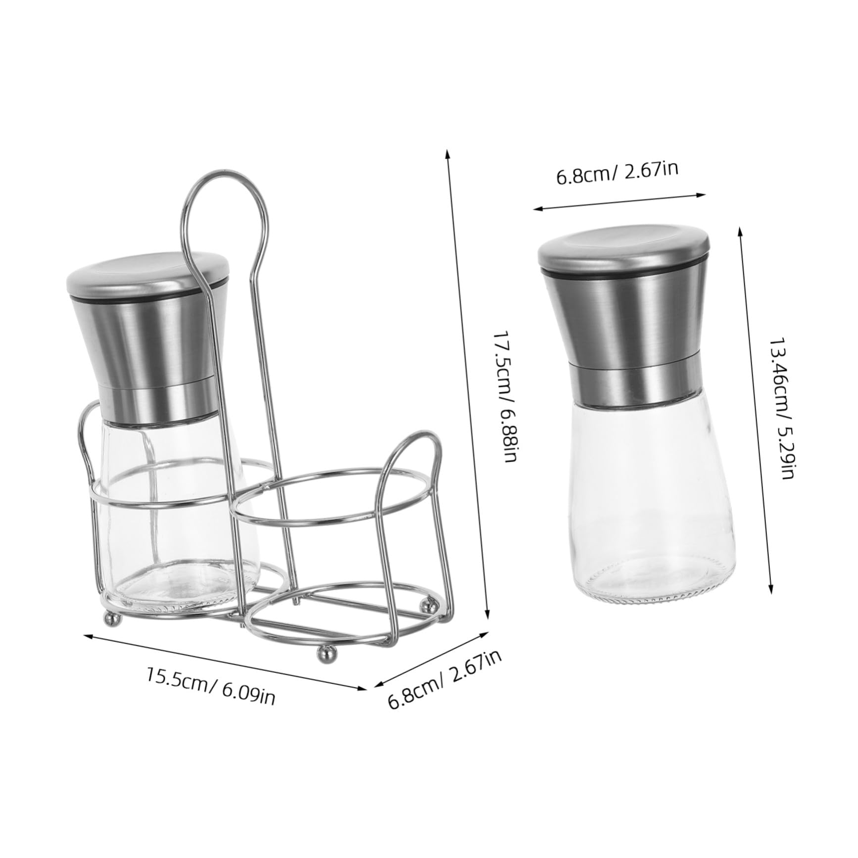 Yardenfun Macina Pepe Manuale in Acciaio Inox con Macina Regolabile, Bottiglia Trasparente Ricaricabile per Pepe Nero e Sale Marino, per Cucine Domestiche e Barbecue All'aperto