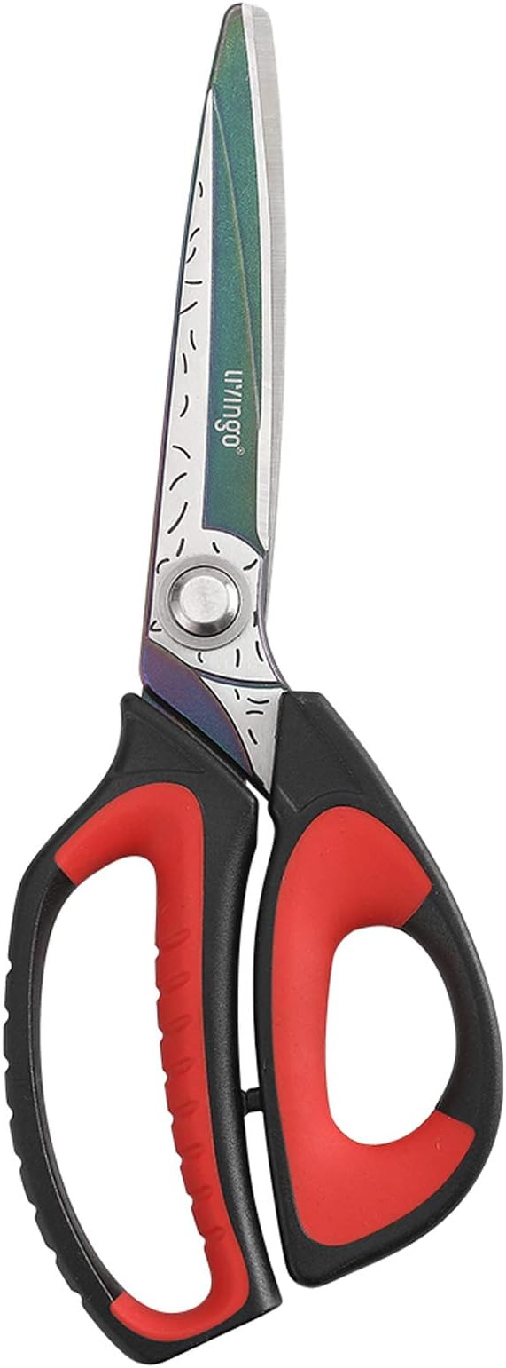– LIVINGO 10" Multipurpose Heavy Duty Scissors, Premium Titanium Coating Forged Stainless Steel Tool Industrial Shears for Household Pruning, Gardening, Fabric