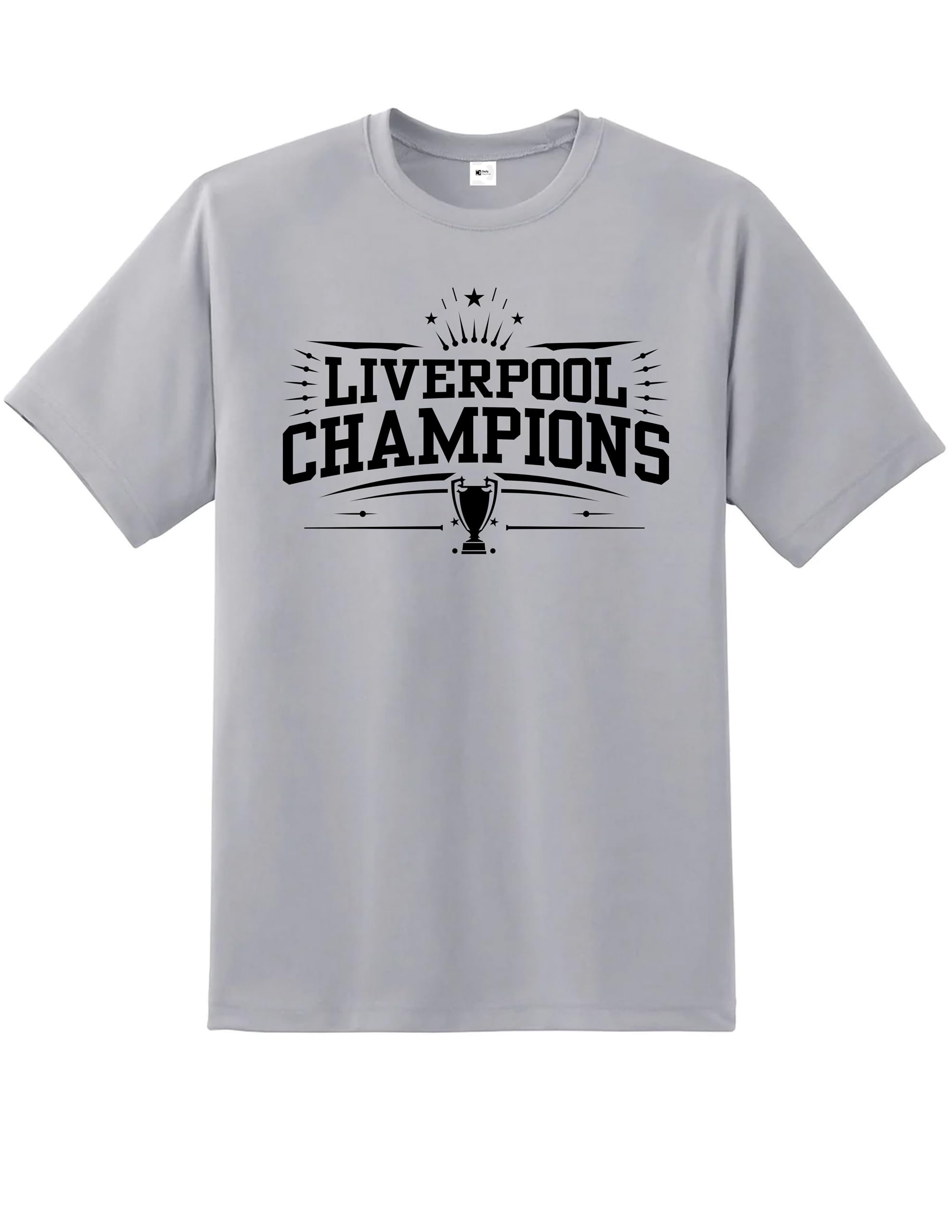 Liverpool Champions Men's T-Shirt – Premier League Winners Celebration Tee for Scousers | Quality Printed Unisex Fan for Him | Football Shirt Match Day Supporters Apparel Grey