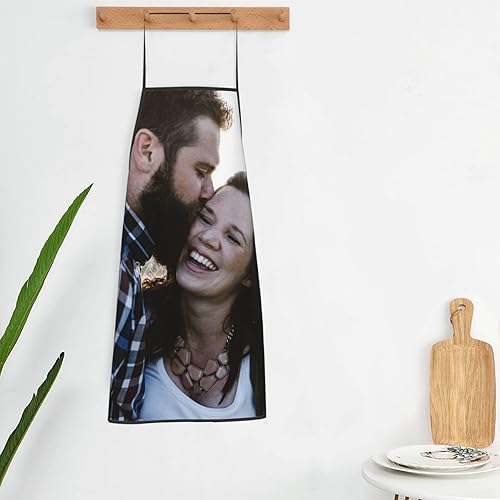 Miniatura 5 de Delantales personalizados con diseño de imagen de texto fotográfico para adultos, hombres, mujeres, parrilla, cocina, 40 colores