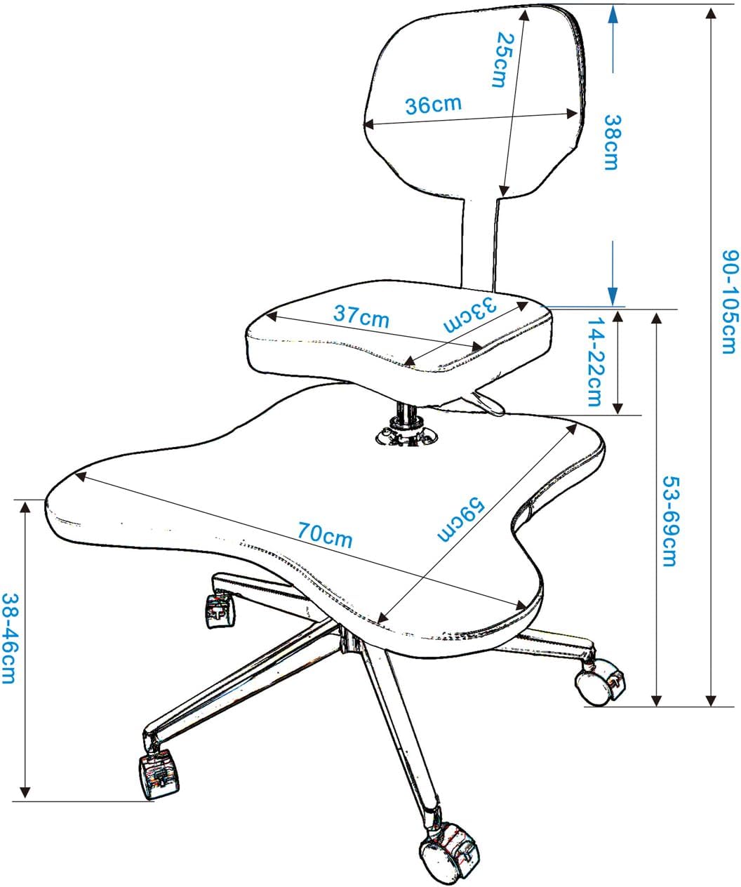 TBQATNTS Cross Legged Office Meditation Chair, Modern Kneeling Chair, Ergonomic, Meditation Chair with Back Support & Wheels Adjustable Height for Home Office,White