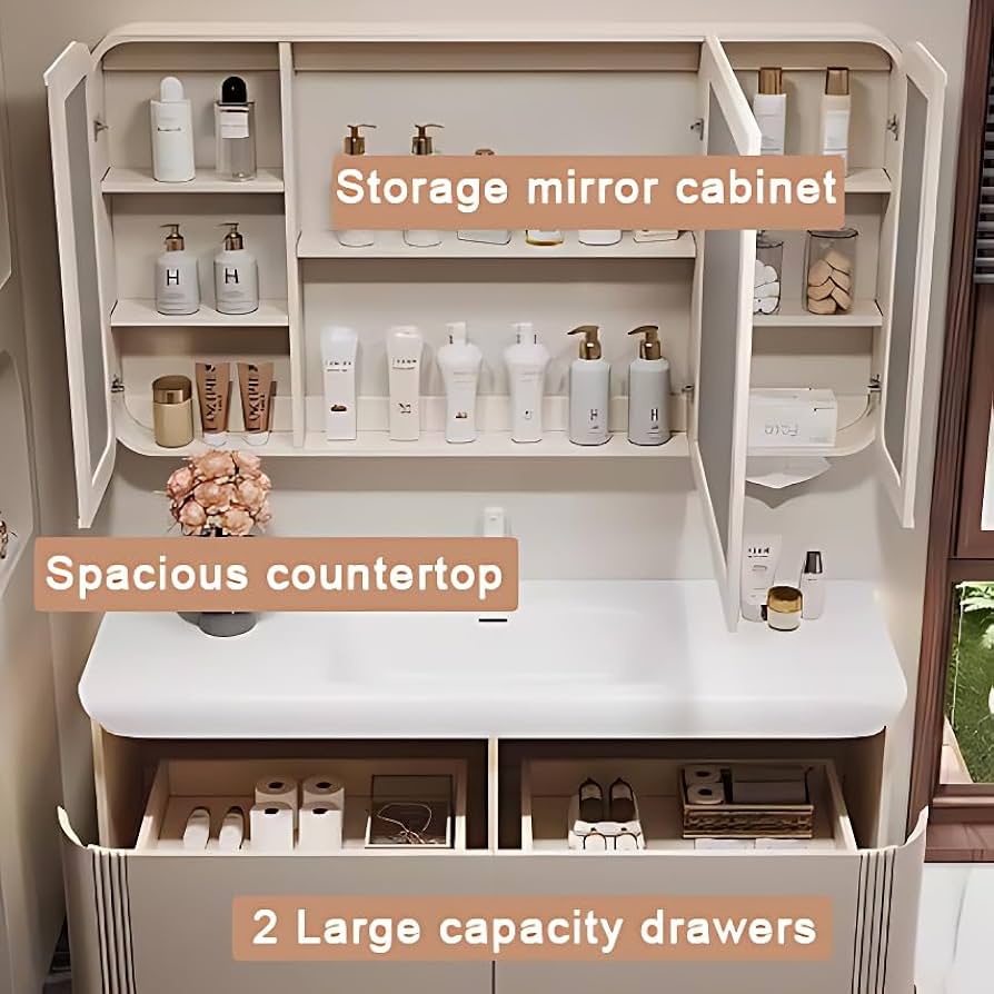 ●TINA Amazon.com: TIZAZO 56IN Bathroom Vanity with Sink - Modern