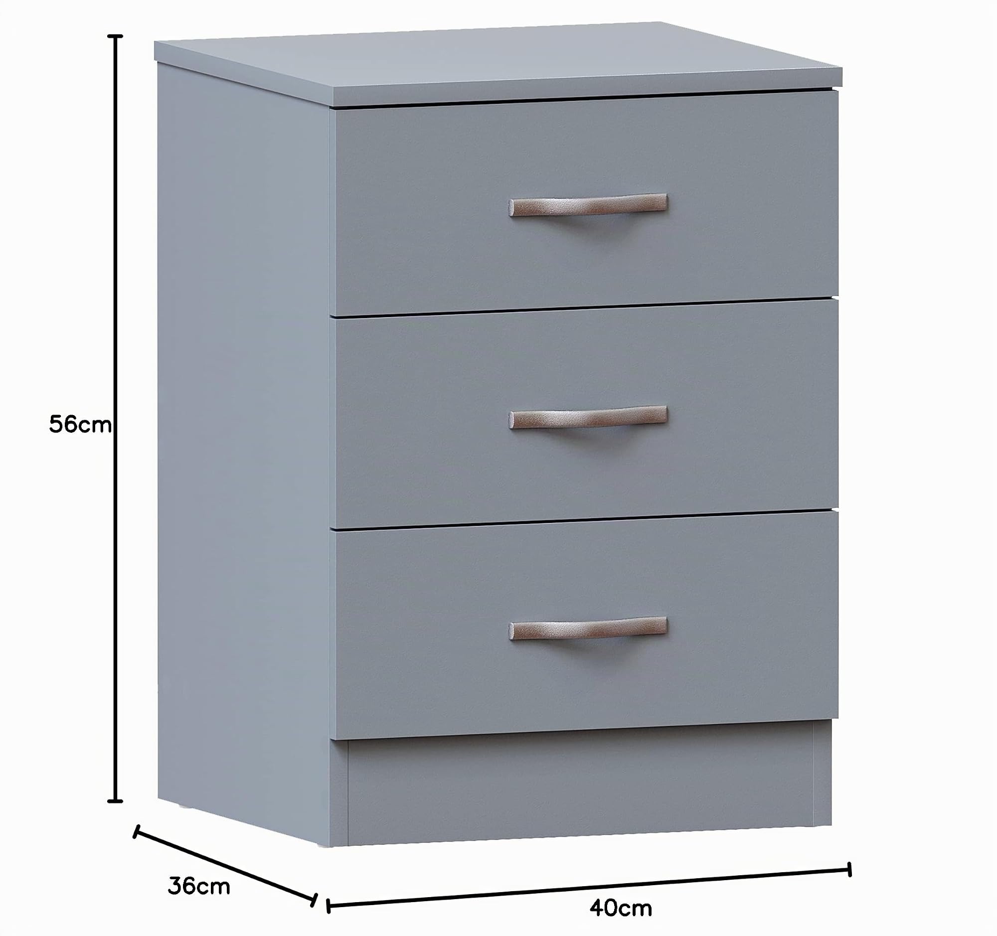 Vida Designs Cómoda de cajones, Madera de ingeniería, Gray, H 56cm x W 40cm x D 36cm