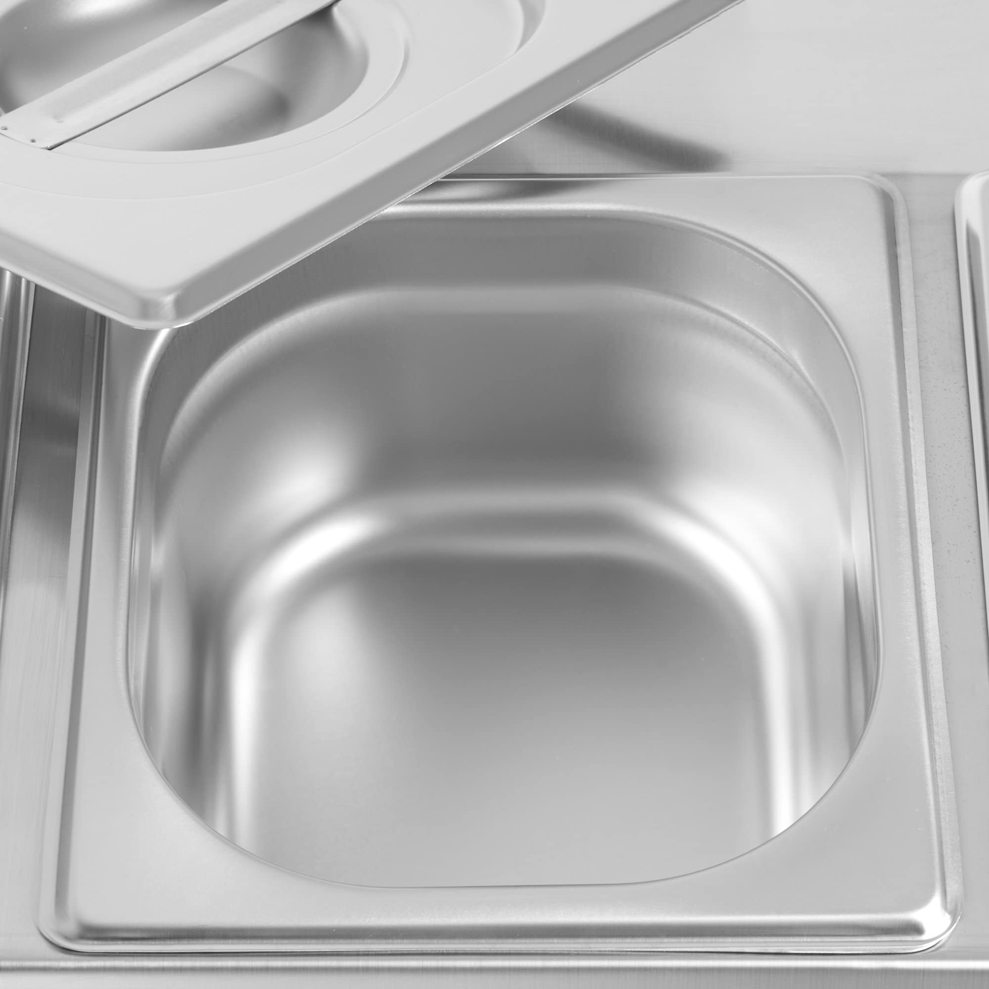 Mahlzeit Contenitore per ingredienti in acciaio inox, 3 contenitori per catering da 1/6 GN con piedini in gomma, 51 x 24,5 x 21,5 cm, contenitore per ingredienti da cocktail per gastronomia, cucina