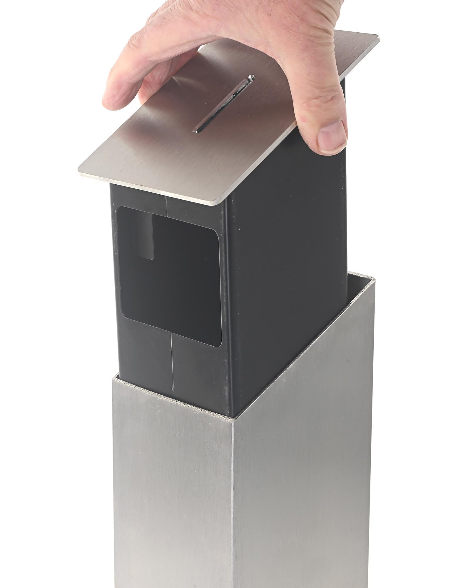 HISKA Spendensäule | Spendenbox | Stehende Offerte Säule | abschließbar | Wohltätigkeit | freistehend Innenbereich
