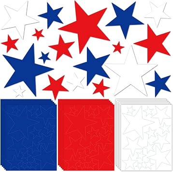 420pcs Patriotic Stars Cutouts 4th of July Cardboard Stars Cutouts Red White and Blue Decorations for Patriotic Theme Party Decor, Assorted Sizes