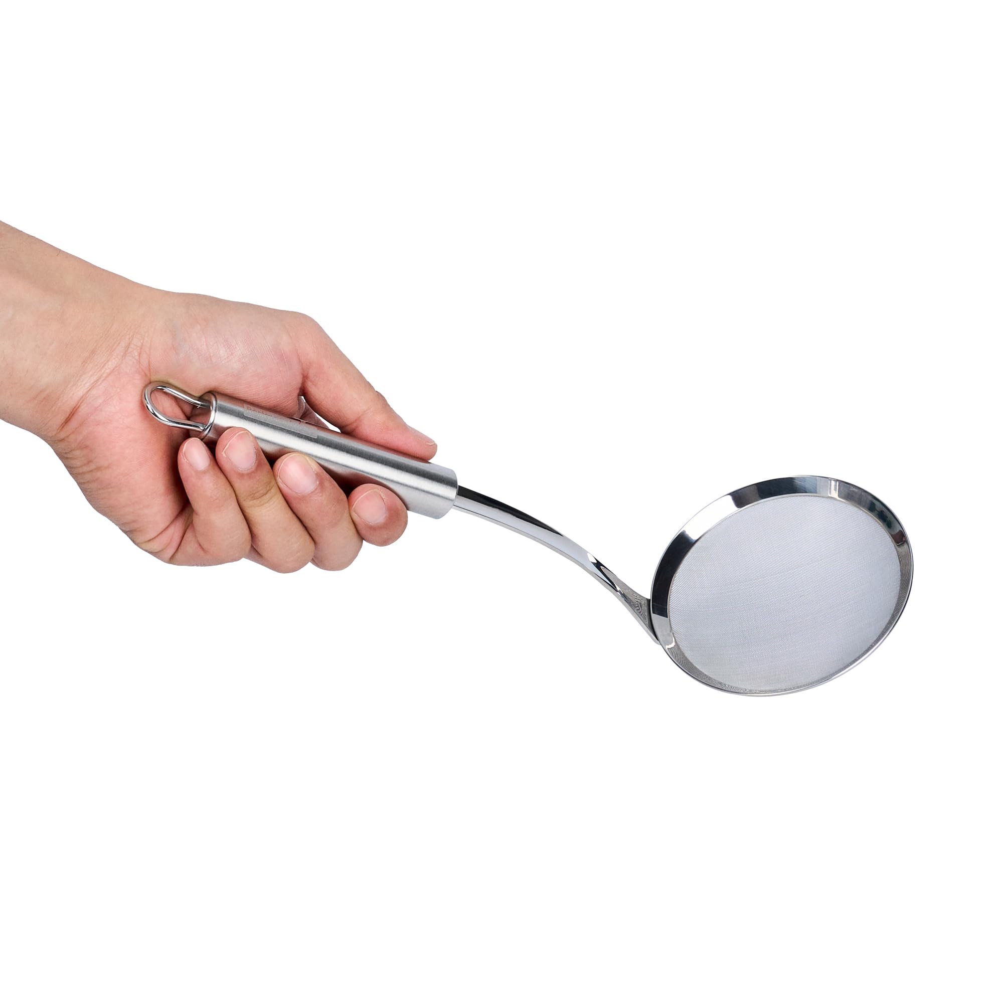 Restaurantware - Tamiz de malla estándar alemán de 3.9 pulgadas, 1 colador de malla fina con asa, tamiz ultra duradero, apto para lavavajillas, colador de alimentos de acero inoxidable, para arroz,